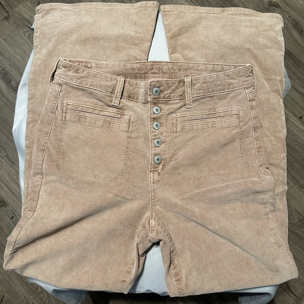American Eagle Outfitters Tan Flare Corduroy Pants